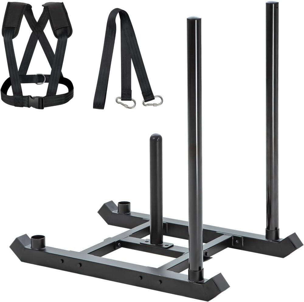 Morohope Weight Training Pull Sled, Fitness Strength Speed Training Sled, Steel Power Sled Workout Equipment for Athletic Exercise and Speed Improvement, Suitable for 2" Weight Plate - Image 1 - Lot 8079
