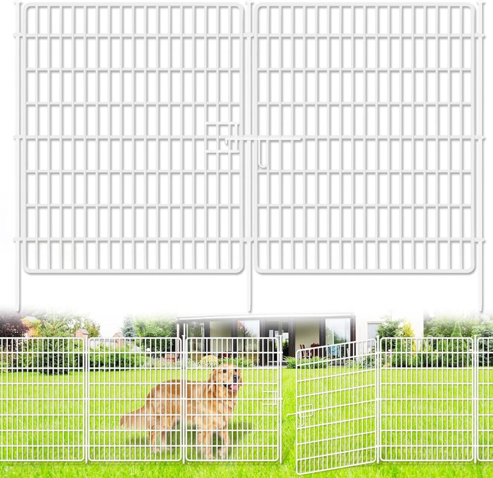 15 Panels No Dig Fence with Gate, 32 in(H) X 36 ft(L) Garden Decorative Fence Animal Barrier for Dogs, Rustproof Metal Garden Edging Border for Outdoor, Yard, Patio, Black, White - Image 1 - Lot 8083