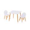 UTEX Kids White Table And 2 Round Back Chairs Set - Thumbnail 1