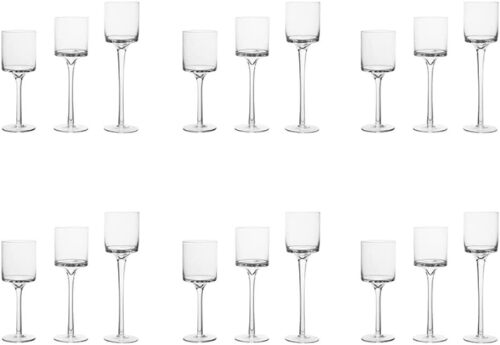 6 Sets (18 Pcs) Candlestick & Tealight Candle Holders Tall High Elegant Clear Glass Tealight Holder Suitable for Candles Under 6cm (2.36") in Diameter Fit Home Party Wedding Table Centerpiece Decor - Lot 8095