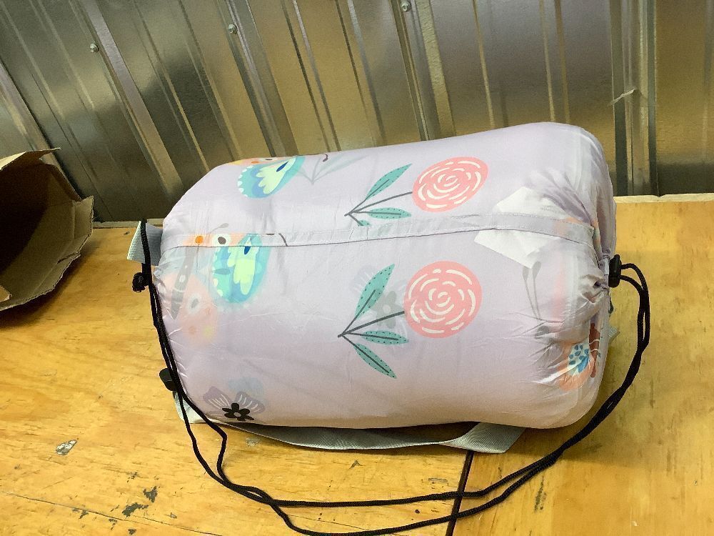 Wake In Cloud - Sleeping Bag for Kids Toddlers, Portable Compact Lightweight Backpacking Nap Mat with Pillow and Blanket, for Girls, Purple with Butterfly Flowers, 55" x 30" - Image 3 - Lot 8100