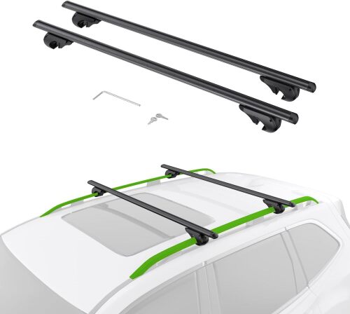 TRAILXPERT Universal Lockable Roof Rack Cross Bars, 52”Adjustable Aluminum Crossbars with 200lbs Load Capacity for Car, Only Fit Raised Side Rails with Gap - Lot 8104