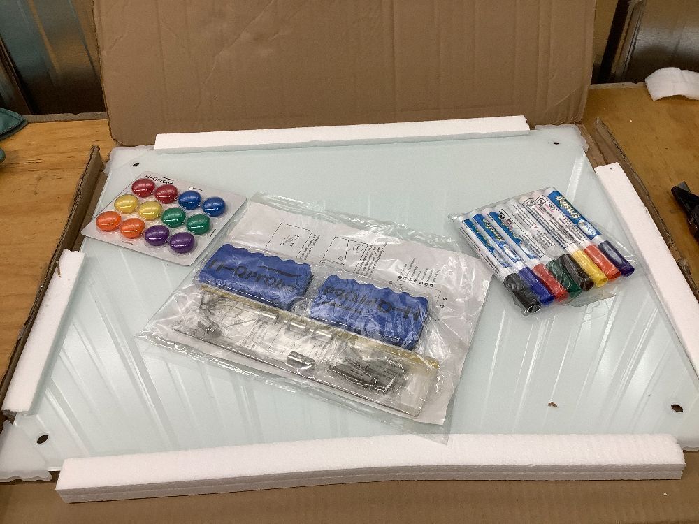 H-Qprobd Glass Whiteboard 36"x24" Magnetic Dry Erase White Board for Wall, Includes 12 Magnets, 8 Markers and 2 Erasers - Image 2 - Lot 8107