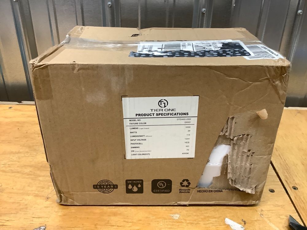 250W Equivalent Barn Light with 29W LED bulb Outdoor Dusk to Dawn Area and Flood Light with Photocell UL Listed LED Security Light for barn Garage Yard Warehouse 4000K 3300LM 120Vac Gray 1Pack - Image 3 - Lot 8118