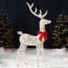 5ft 2D Lighted Christmas Deer Buck, Large Outdoor Reindeer Yard Holiday Decoration with 105 LED Lights, Stakes, Zip Ties - Thumbnail 1