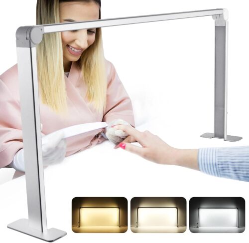 Nail Table Light Foldable - Nail Light for Desk, Square Led Frame Manicure Nail Desk Lamp for Tattoo Lash Tech, 3 Color Temperature 4000k-6500k - Lot 8266