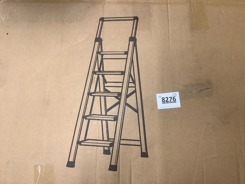 5 Step Ladder, Retractable Handgrip Folding Step Stool with Anti-Slip Wide Pedal, Aluminum Stool Ladders 5 Steps, 330lbs Safety Household Ladder - Image 4 - Lot 8276