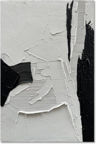 rt Hand-painted Black and White Texture Oil painting Modern Minimalist Abstract Art Large Home Wall Deco Art Painting - Lot 8281