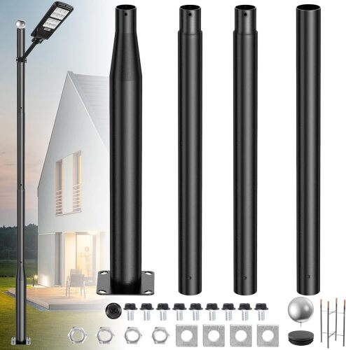 13ft Tall Street Light Pole,Metal Street Lamp Post for Outside Solar Lights Split Pole for Light with Mounting Steel Anchors Accessory for Outdoor,Backyard,Park,Parking,Driveway Pathway - Lot 8291