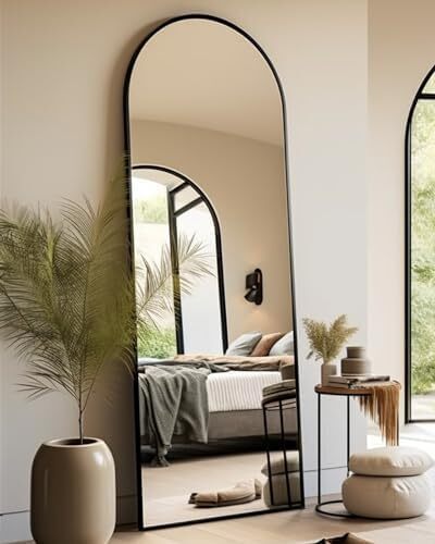 Arched Full Length Mirror - 18"58" Floor & Wall Mounted Mirror for Bedroom & Living Room, Black - Lot 8296