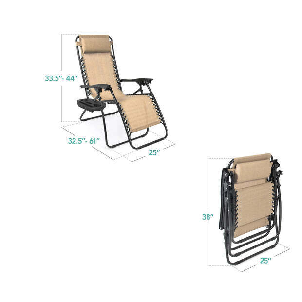 Set of 2 Adjustable Zero Gravity Patio Chair Recliners w/ Cup Holders - Image 2 - Lot 5626