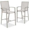 Set of 2 Outdoor Barstools, Patio Chairs w/ Footrests, All-Weather Mesh - Thumbnail 1