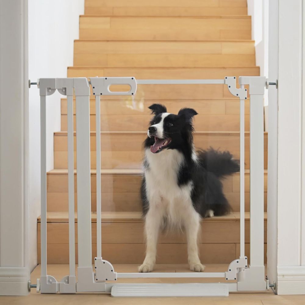 Clear Baby Safety Gate for Stairs,29.52-37.79" Wide, 30" Tall Pressure Mounted Acrylic Pet Gate, Easy Walk Through Auto Close Child Gate for Doorways and House,29.52-37.79" - Image 1 - Lot 54