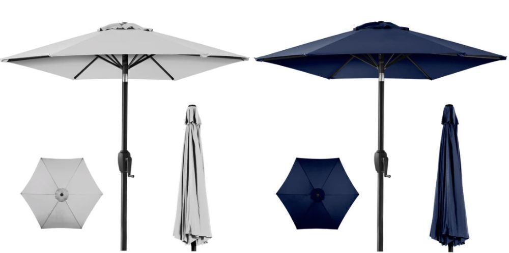 Set of 2 Outdoor Market Patio Umbrella w/ Push Button Tilt, Crank Lift - 7.5ft - Image 1 - Lot 59