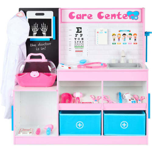 Pretend Play Doctor's Office, Kids Wooden Toy Set w/ Accessories Included - Lot 8128