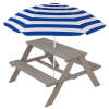 Kids Wooden Outdoor Picnic Table w/ Adjustable Umbrella, Built-In Seats - Thumbnail 1