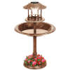Solar Lighted Outdoor Pedestal Bird Bath w/ Planter, Decorative Bird Cage - Thumbnail 1