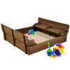 Kids Cedar Sandbox w/ Sand Screen, 2 Benches - 47x47in - Thumbnail 1