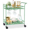 2-Tier Rolling Bar Cart Indoor/Outdoor w/ Shelves, Wine Rack, Locking Wheels - Thumbnail 1
