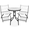 3-Piece Bistro Set w/ Glass Table, 2 Foldable Chairs - Thumbnail 1