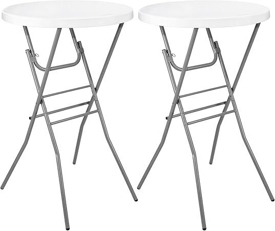 Cocktail Table Folding Round High Top Indoor Outdoor with Removable Legs, Tall Bistro Foldable Bar Height Table for Parties, Patio, Backyard, Dining, Wedding, White- 2PCS - Image 1 - Lot 8418