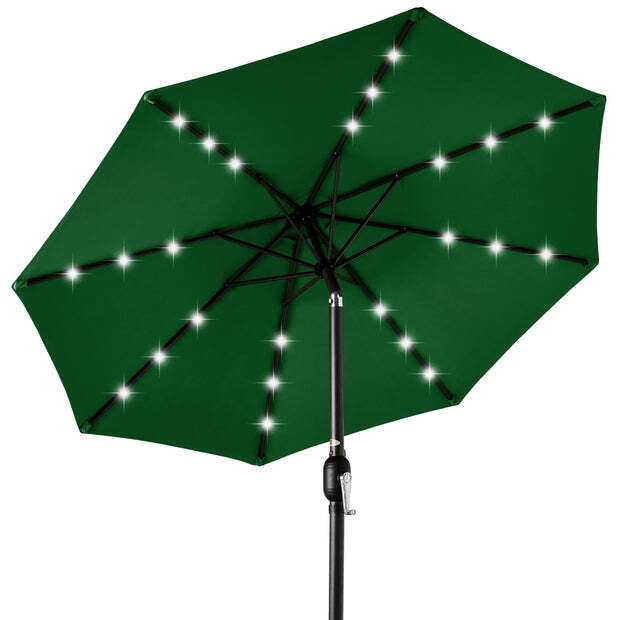 Solar LED Lighted Patio Umbrella w/ Tilt Adjustment, UV-Resistant - 10ft - Image 1 - Lot 8468