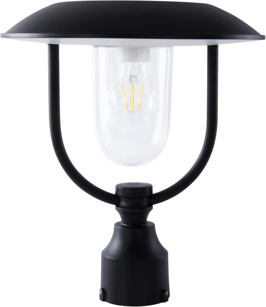 LUTEC Solar Lamp Post Light Outdoor, Dusk to Dawn Exterior Pole Lights Head for Pier and Pole Mount, Waterproof Black Solar Post Fixture for Garden, Patio, Pathway - Image 1 - Lot 8254