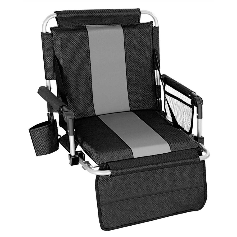 Alpha Camper Folding Portable Stadium Seat Chair for Bleachers with Arm Rest, Black Grey - Image 1 - Lot 8257