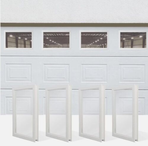 NeatiEase 4 Pcs Garage Door Windows, Replacement Vinyl Windows Inserts Kit with UV Resistant Resin Glass for Exterior Garage Doors (Clear Design) - Lot 8258