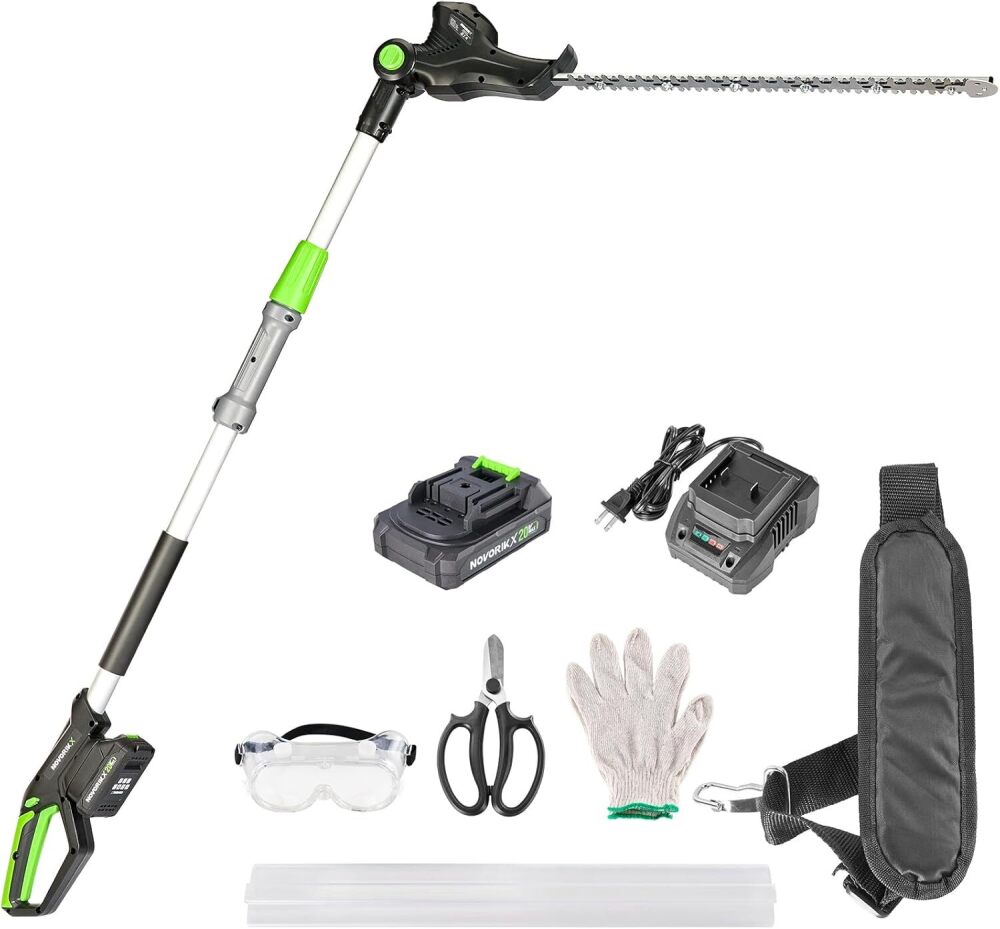 Pole Hedge Trimmer Cordless 20V with Battery Powered 20-Inch Electric Hedge Trimmers 10-FT Reach with Extension Pole Multiple Angles for Shrubs Pruning Bush Trimmer - Image 1 - Lot 8259