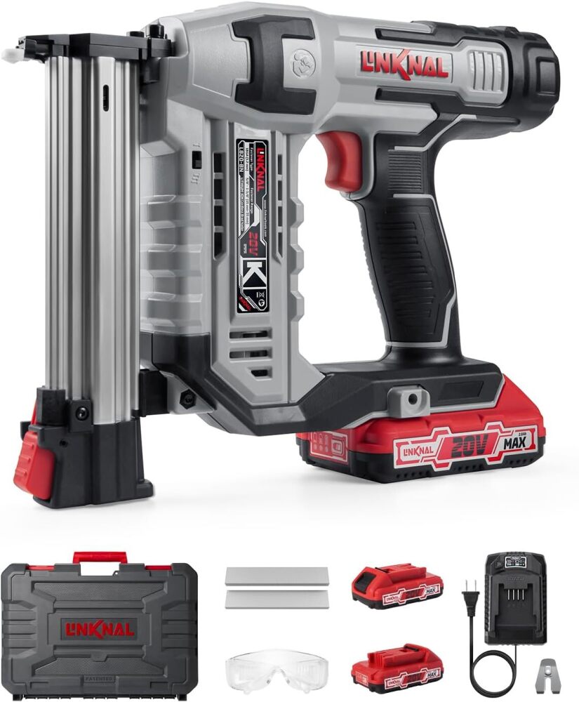 Electric Nail Gun, LINKNAL Cordless Brad Nailer Battery Powered,18 Gauge, 2×20V MAX Li-ion Batteries, Charger - Image 1 - Lot 8274