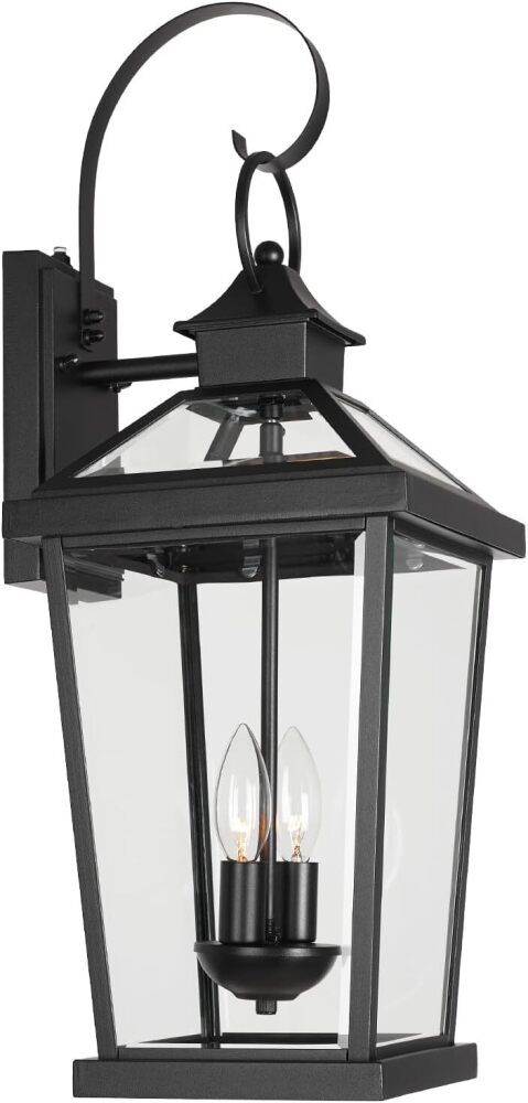 JYZ Dusk to Dawn Outdoor Wall Sconce, 24 Inch Waterproof Exterior Wall Lantern with Textured Glass, 2-Light Anti-Rust Classic Porch Light for Front Door Garage Patio Yard - Image 1 - Lot 8277