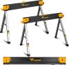 Saw Horses 2 Pack Folding, Heavy Duty Sawhorse Table 2600 Lbs Load Capacity with 2x4 Support Legs, Portable Folding and Fast Open Legs and Easy Grip Handle for Woodworking. - Thumbnail 1
