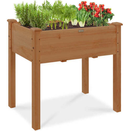 Raised Garden Bed, Elevated Wood Planter Box Stand w/ Bed Liner - 34x18x30in - Lot 8385