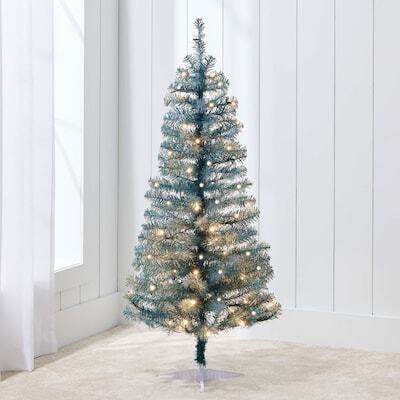 4ft Prelit Colored Christmas Tree Artificial Tree Holiday Decor w/ LED Lights - Peacock Blue - Lot 8409