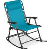 Folding Outdoor Zero Gravity Rocking Lounge Chair w/ Headrest Pillow - Thumbnail 1