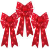 Set of 3 Pre-Lit Christmas Bow Decoration, LED Holiday Decor w/ 8 Functions - Thumbnail 1