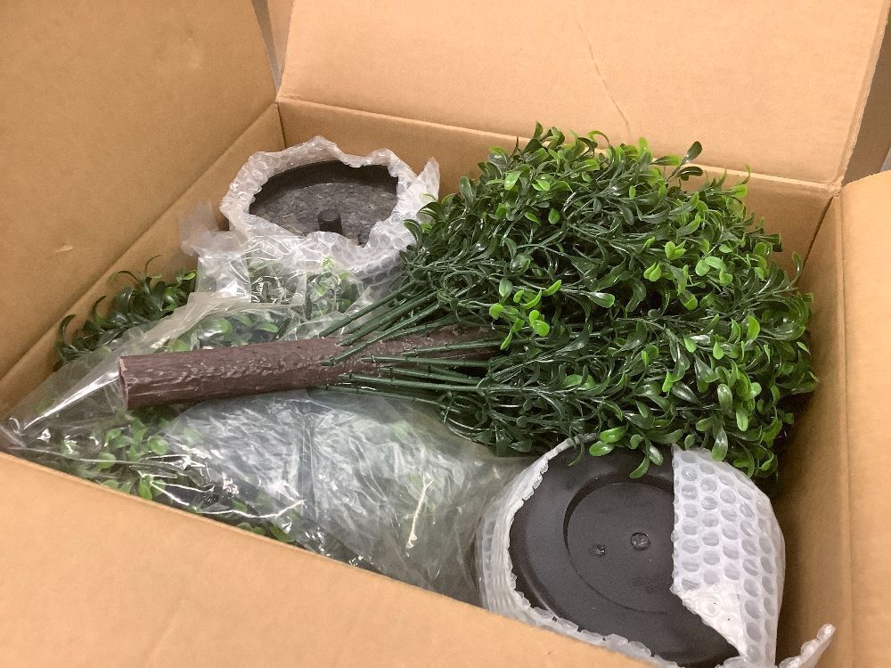 21 Inch Artificial Topiary Boxwood Ball Trees – Decorative Fake Greenery in Planter Pots for Front Porch, Indoor Walkway, Entryway Decorating, Set of 2 - Image 2 - Lot 8288