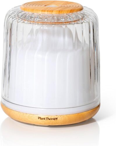 Plant Therapy Serenity Glass Diffuser, Elegant Glass Cover, Intermittent & Continuous Mist, Multiple Light Settings, Essential Oil Diffuser, 250 Square Feet Coverage - Lot 8509