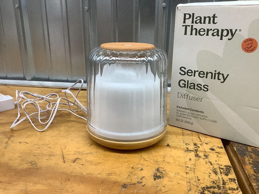 Plant Therapy Serenity Glass Diffuser, Elegant Glass Cover, Intermittent & Continuous Mist, Multiple Light Settings, Essential Oil Diffuser, 250 Square Feet Coverage - Image 2 - Lot 8509