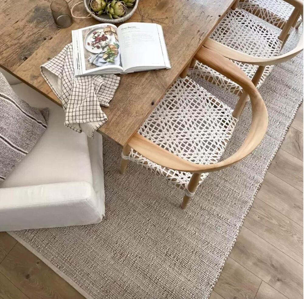 S & L Homes Jute Cotton Hand Woven Natural Farmhouse Area Rug for Living Room - Rustic Vintage Bohemian Décor - (6' x 9' Natural) - Image 2 - Lot 8627