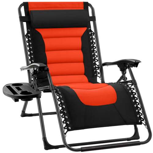 Oversized Padded Zero Gravity Chair, Folding Recliner w/ Headrest, Side Tray - Lot 8331