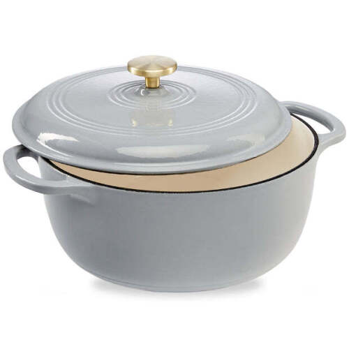 Cast-Iron Dutch Oven Kitchen Cookware w/ Enamel, Handles - 6qt - Lot 8381