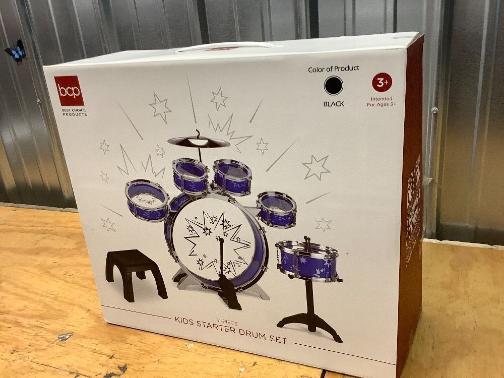11-Piece Kids Beginner Drum Percussion Musical Instrument Toy Set - Image 2 - Lot 8308