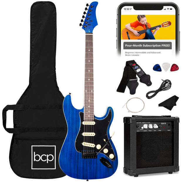 Beginner Electric Guitar Kit w/ Case, 10W Amp, Tremolo Bar - 39in - Image 1 - Lot 8393