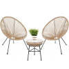 3-Piece All-Weather Patio Acapulco Bistro Set w/ Rope, Glass Top Table - Thumbnail 3