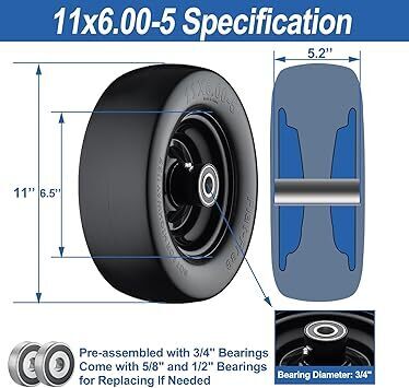 11x6.00-5 Flat Free Tire, Zero Turn Mower Front Tires - Image 1 - Lot 8682