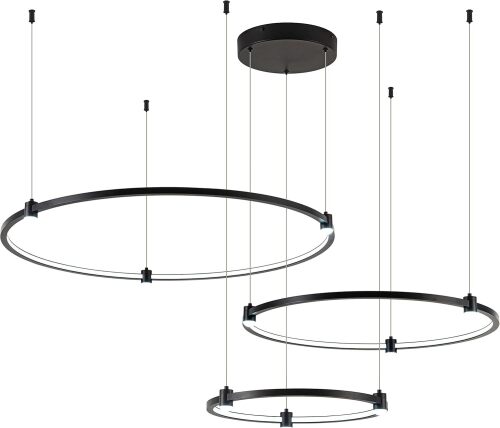Modern Led Chandelier, 3-Rings Light Modern Led Pendant Light Black Dimmable Integrated Ceiling Hanging Pendant Lighting for Kitchen Island Dining Room Living Room Office 3000K 4000K 6000K - Lot 8619