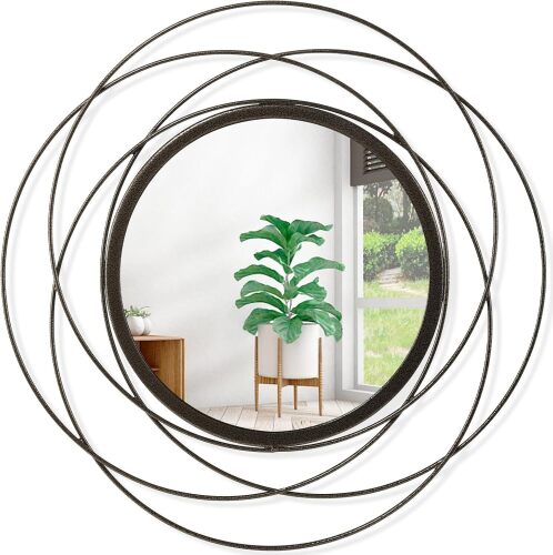 Mirrors Wall Decor Iron Frame Round Art Wall Mirrors Home Decoration Hanging Mirrors for Living Room Bedroom Bathroom Entryway - Lot 8620