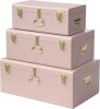 Vixdonos Decorative Box Set of 3 Metal Trunks Chest with Safety Lock Clasp for Treasure Organization and Home Dorm Decor,26.8x16.5x11Inches - Thumbnail 1